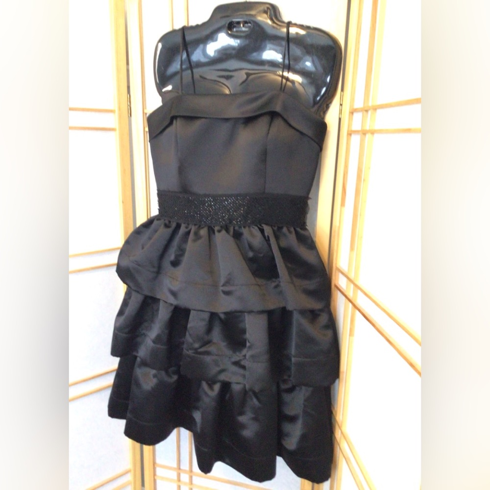 BCBG Paris. Black mini strappy dress. Sz. 4